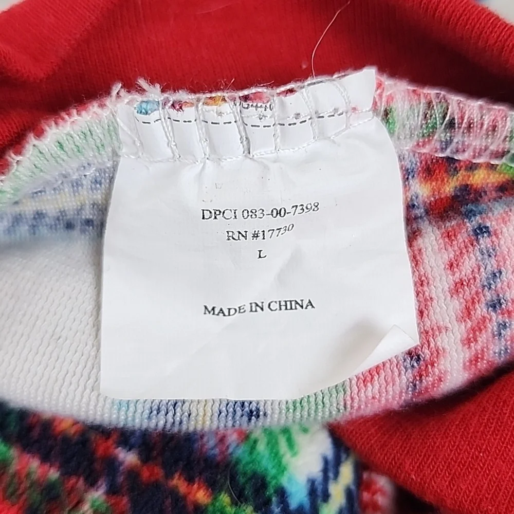 Target dog fleece white red green plaid sweater coat pajamas Size Large